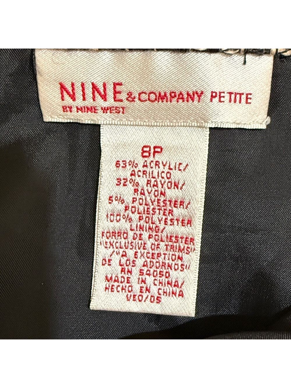 Nine & Company Petite 8P 2pc Tweed Skirt Suit Floral Lace Trim Notch Lapel - Picture 15 of 17